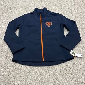 NWT NFL Chicago Bears Softshell Jacket Sz L Navy Orange Football Fall Tailgate